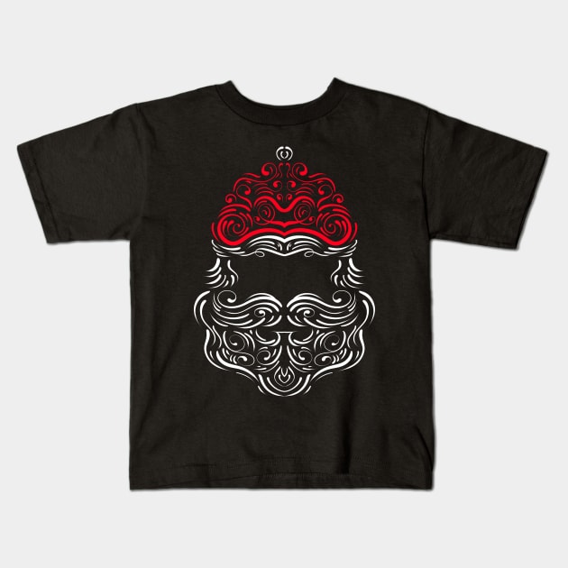 Lineart Ornaments Santas Hat And Beard Merry Christmas Kids T-Shirt by SinBle